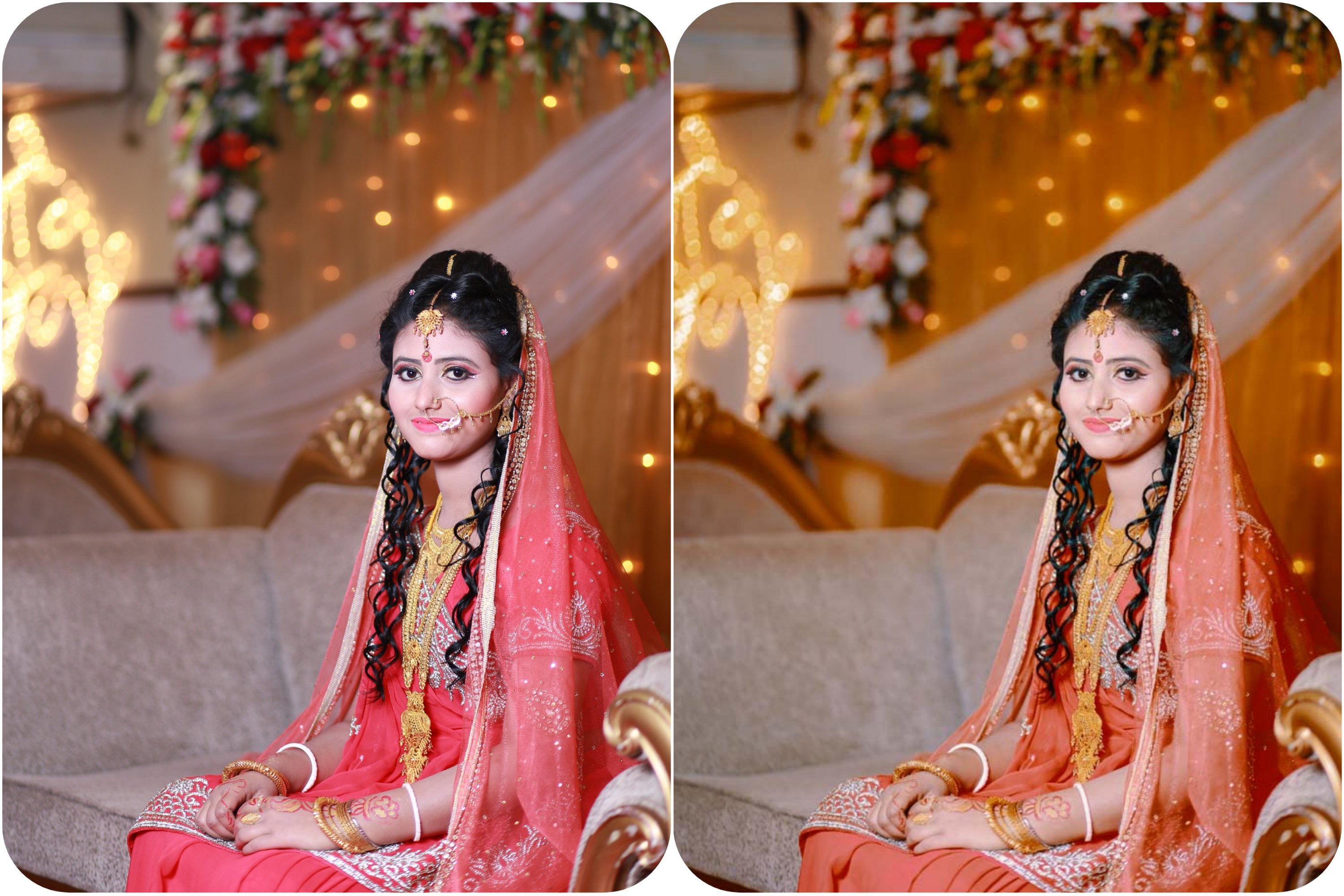 Wedding lightroom preset before and after