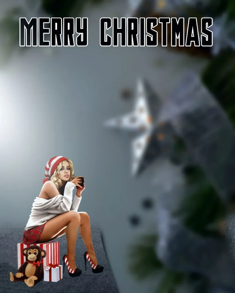 Merry Christmas background girl santa