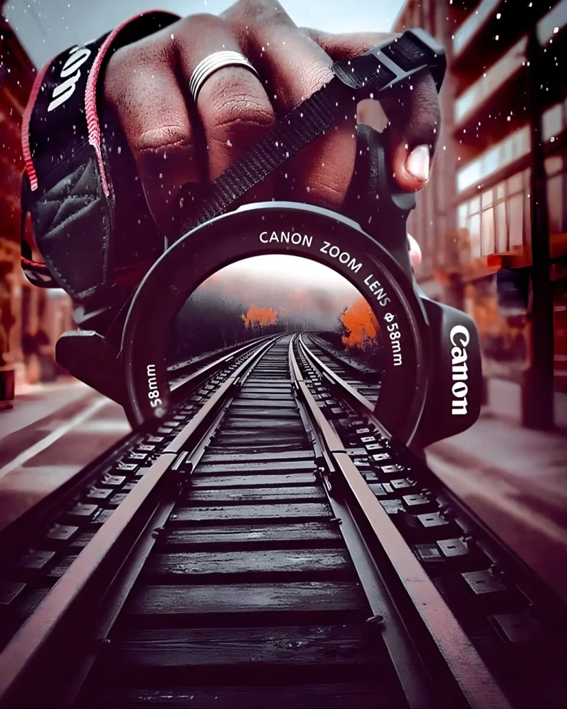 Rail Track Inside Camera Concept Photo Editing Background