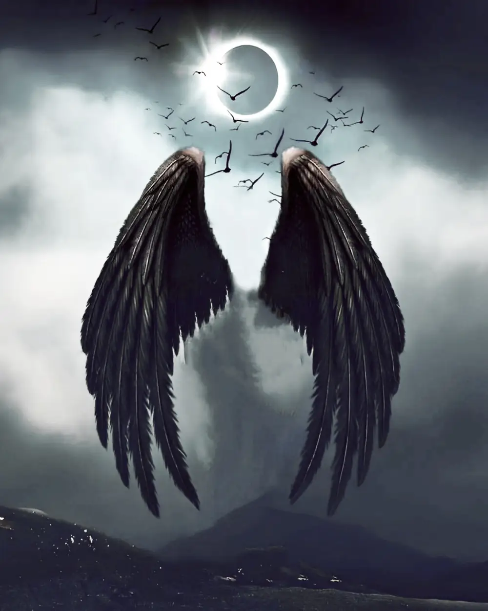 You are currently viewing Black angel wings wallpaper