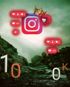 100k Instagram followers editing background download full hd. There is Instagram logo with written 100k.