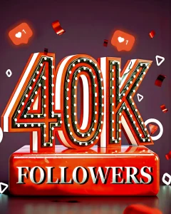 Instagram 40k followers photo editing background download in full hd. There's a big text of 40k which in standing on a box written followers.