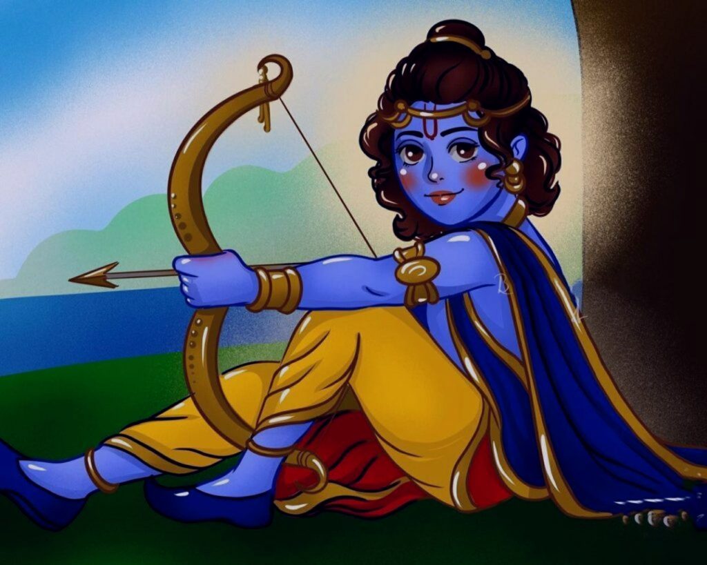 Lord Shree Krishna With Bow Image Download - KRC PICTURES